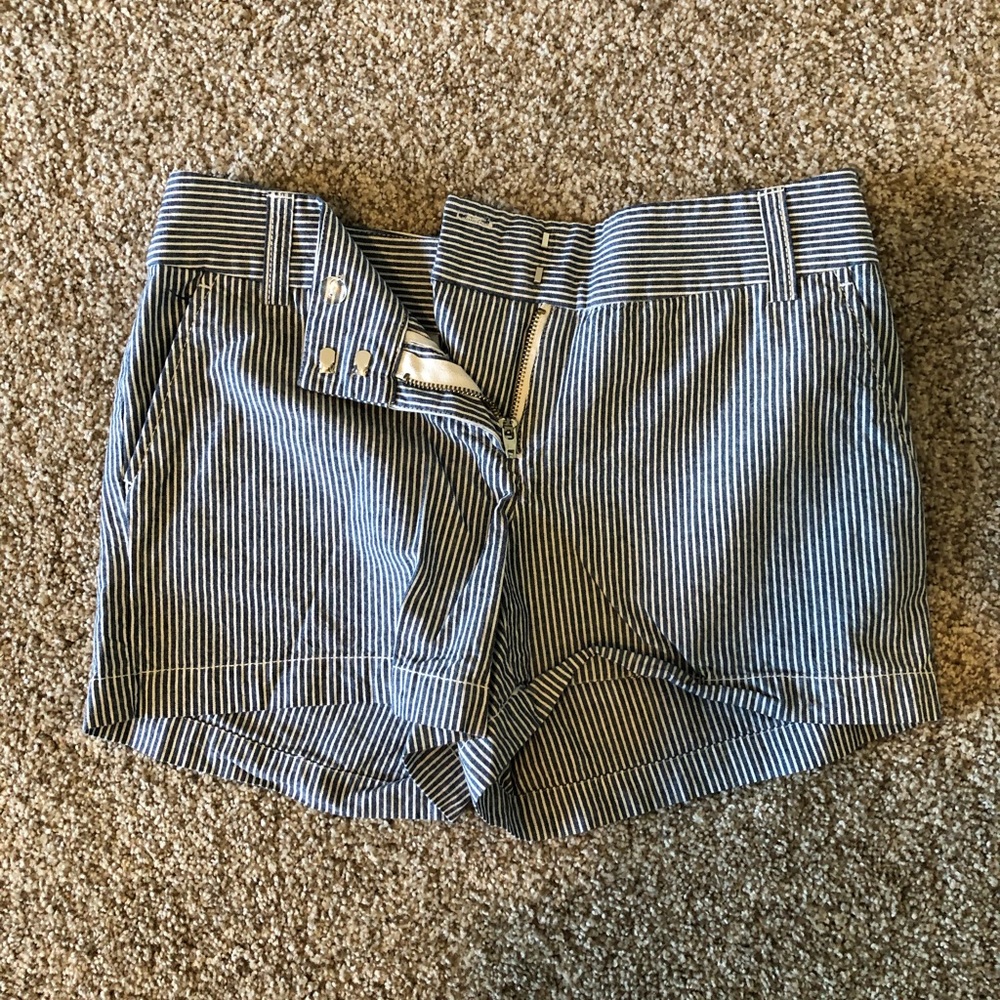 Blue striped dress cargo shorts